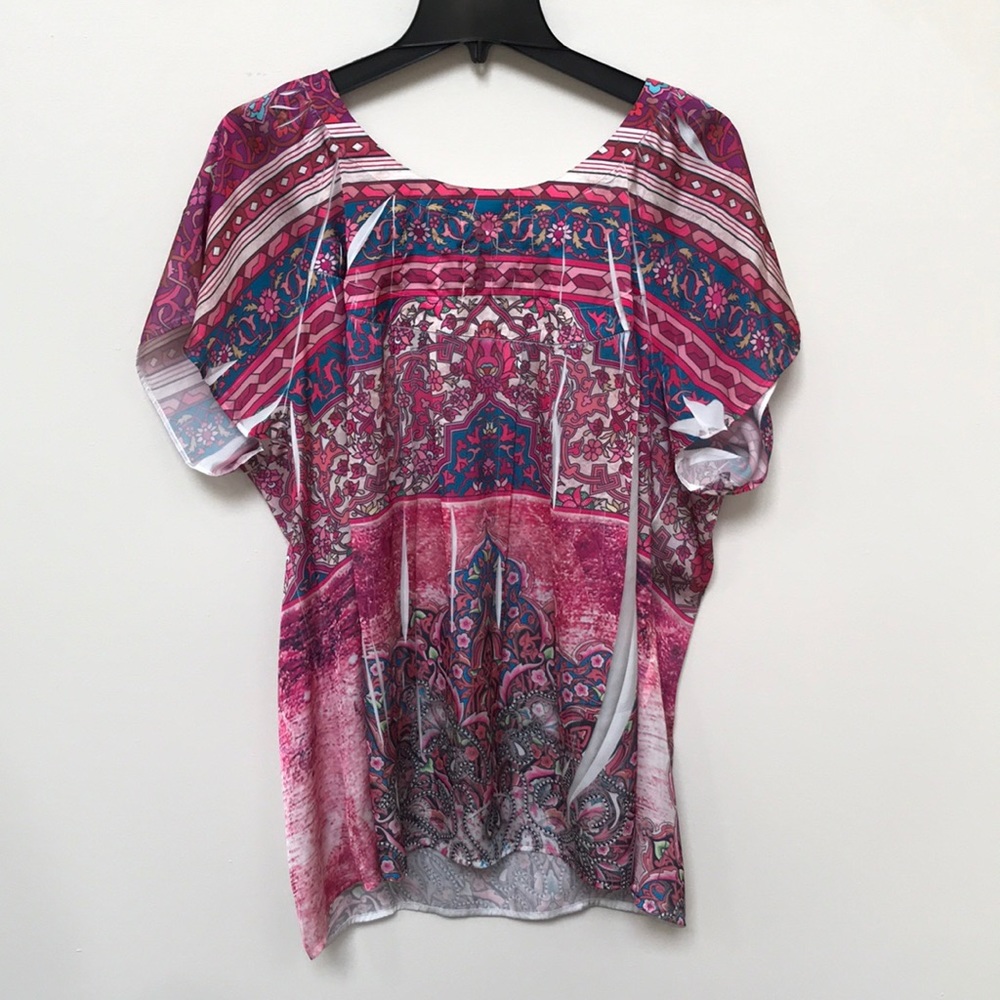 Fred David Woman top 2X Pink/White/Blue